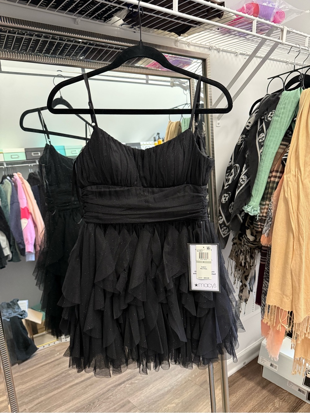 Black Sparkle Tiered Tulle mini dress